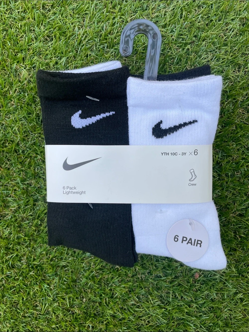 Nike Men’s Crew Socks 6-Pack - Black & White Swoosh